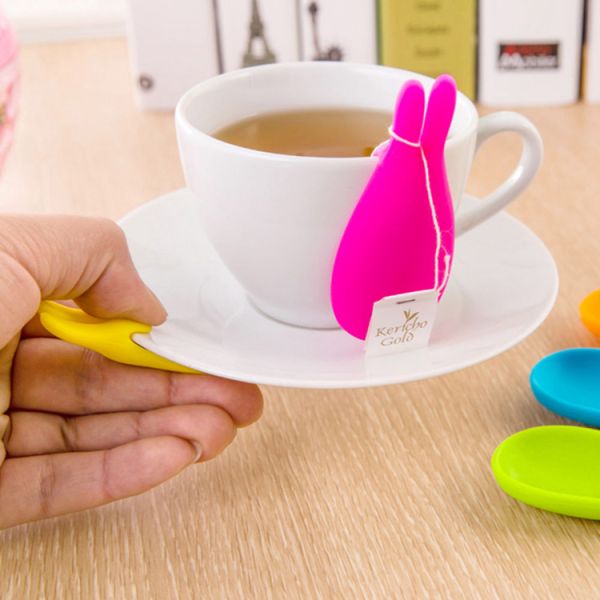 Beautiful Rabbit Tea Bag Holder Cute Silicone Cup Hanging Tool Gift Coffee Tea Spoon Holder