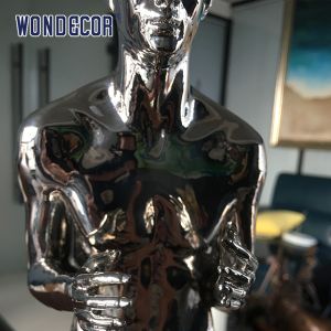 Standing Person Stainless Steel Garden Sculptures Weather Resistance