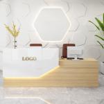 2M Modern Reception Desk Customizable Logo White Reception Table