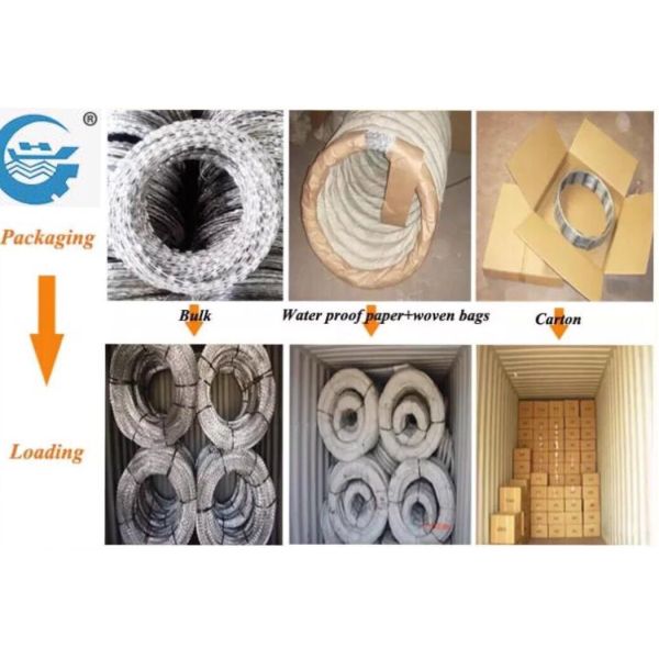 Pvc Coated 0.45mm Steel Razor Wire Boundary Fencing Trellis Coil Bto-22 3 Clips Q195