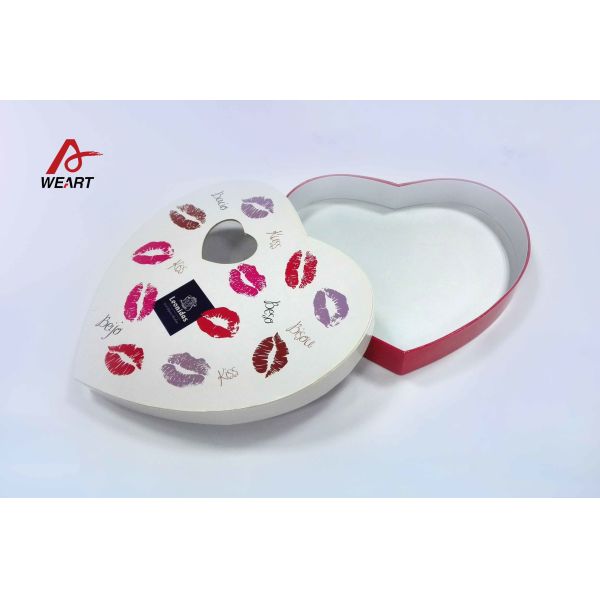 Valentine Day Customized Heart Shape Paper Jewelry Boxes With PET Window Lid