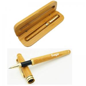Quality Custom Logo Imprint Luxury Bamboo Ballpoint Gift Pen With Case for sale