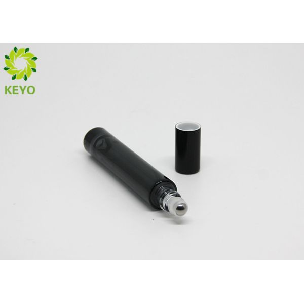 10ml Long And Thin Empty Glass Perfume Bottles Clear Shiny Black Round Metal Ball