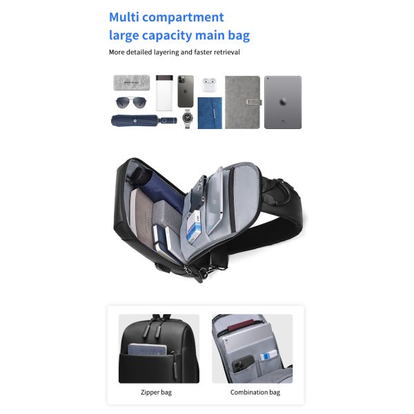 Factory Wholesale new design travel shoulder bag korean crossbody custom chest men sling bag