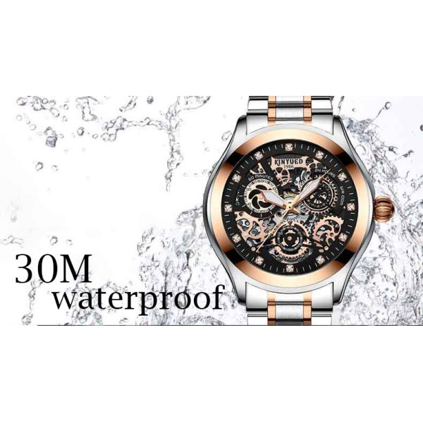 Water Resistant Mechanical Skeleton Watch Shockproof Long Service Life