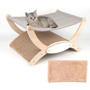 Quality Cat'S Nest Wooden Cat Bed Swing Cat Rocker Chair All Seasons Removable And Washable Cat'S Bed Cat'S Scratch Board for sale