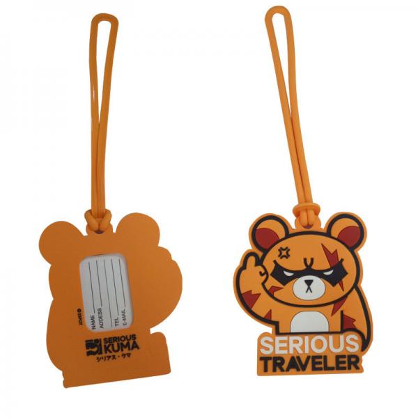 Buy Custom Cartoon Design 3D Embossed Logo Soft Touch PVC Silicone Plastic Luggage Tag Souvenir at wholesale prices