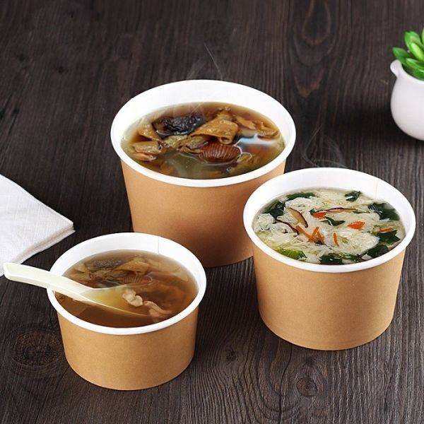Customized Cheap Hot Insulated Double PE 28oz Recyclable Paper Bowls