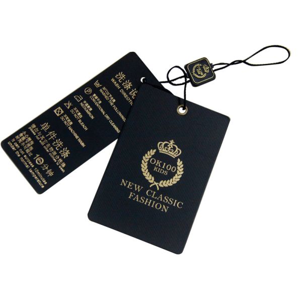 Classic Fashion Paper Clothing Hang Tags , Gold Foil Stampe Logo
