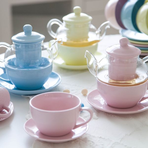 Drinkware Type Coffee Tea Sets Europe Design Style Clear Glass Teapot Set with Infuser