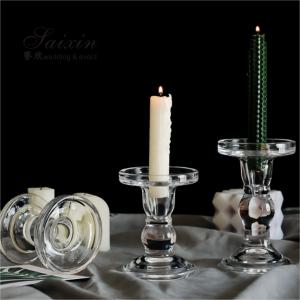 Quality Christmas Wedding Candle Holder Glass Candle Pillars Set 19cm 27cm 35cm for sale