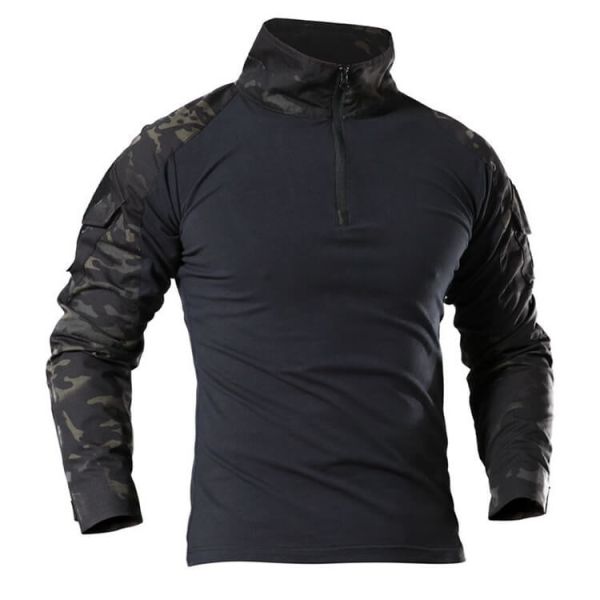 Long Sleeve Military T Shirts All Weather Defense Multi Pockets Without Limiting Motion