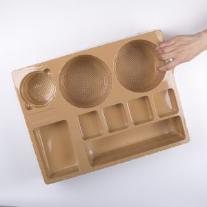 Quality Yellow 9 Compartment 41cm Plastic Food Tray Packaging for sale