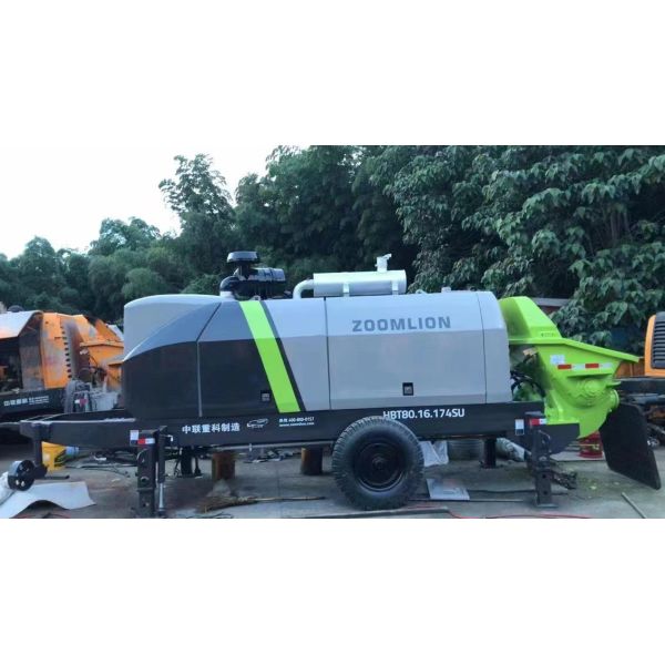 Semi Dry Used Concrete Trailer Pump Zoomlion Stationary Concrete Pumps HBT8016