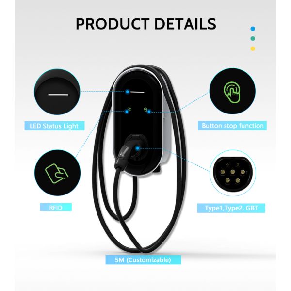IP65 7KW 32A Mode Level 2 Floor-Mounted Outdoor Charging Pile for Tesla Nissan Leaf