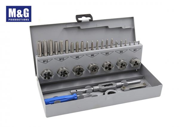 Buy DIN 352 and DIN 223 HSS 32 Pcs Taps and Dies set including M3-M12 taps and Dies with wrench and Thread Gauge and Driver at wholesale prices