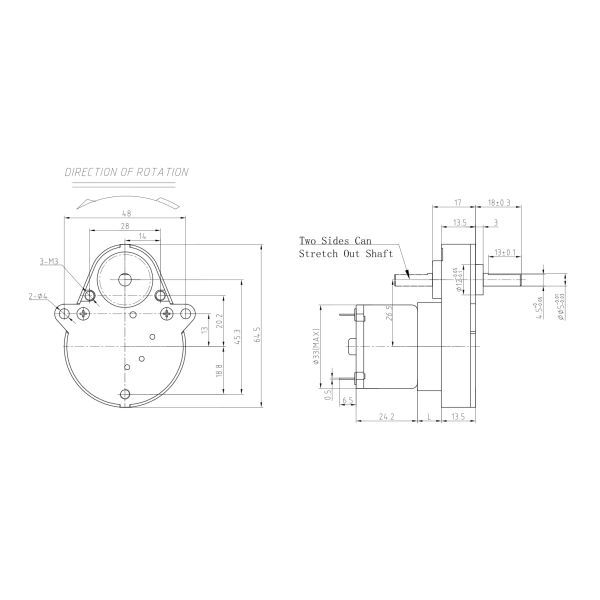 Double Flat Shaft Right Angle Gearbox 10Rpm 1nm High Torque Micro Dc Gear Motor