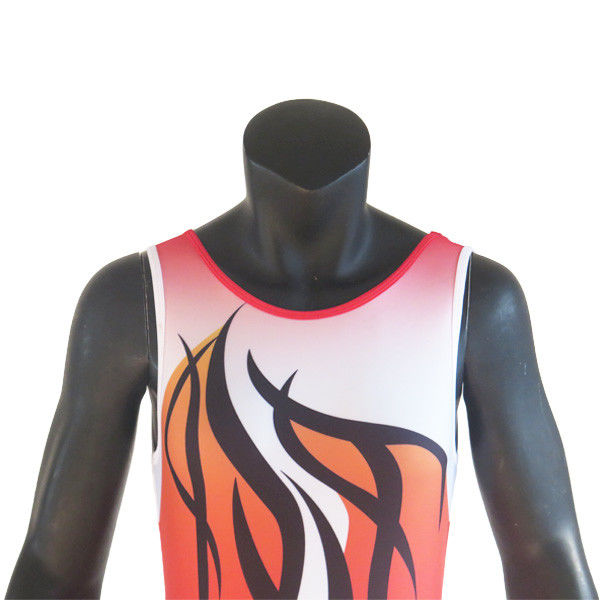 Red Colors Breathable Cool Gymnastics Leotards For Training Dancing