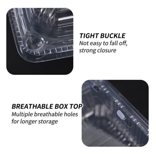 Clear Disposable Plastic Food Containers Hinged Lid Box For Cake Pastries