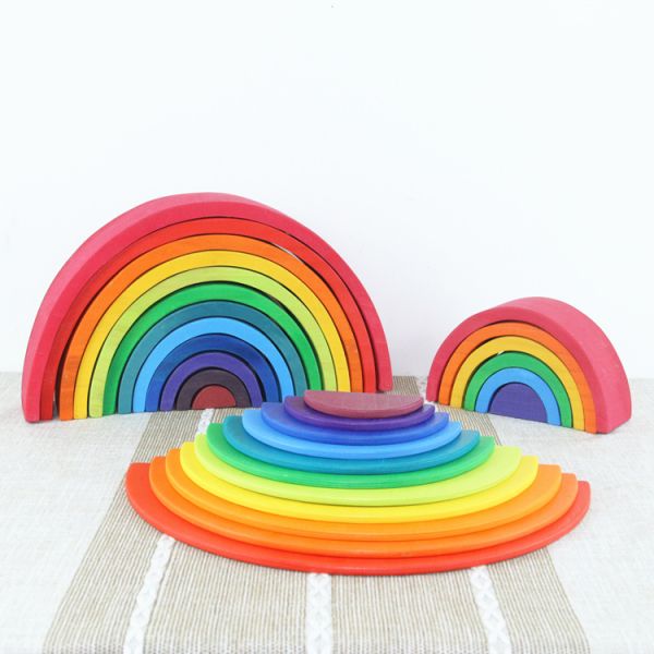 6cm Large Pastel Rainbow Stacker Nesting Rainbow Block Set