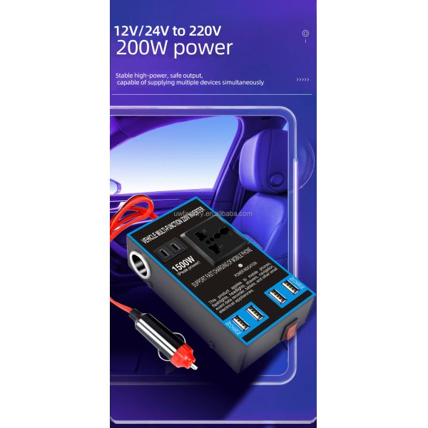 Modified Sine Wave Output 150W-200W Hybrid Grid Inverter DC 12V to AC 110V Inverter with Dual USB Ports and Type C