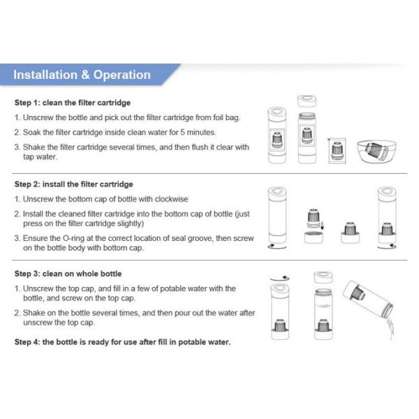 550ml BPA Free Wellblue Alkaline Ionized Water Bottles With Minerial Balls