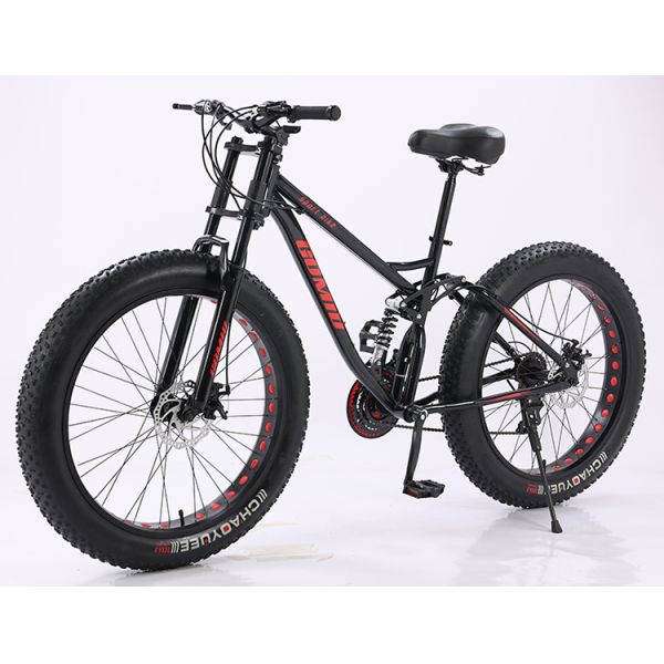 26 Inches Snow full suspension Mountain Bike Big Tire fat Bicycle with carbon steel Frame Material Customizable