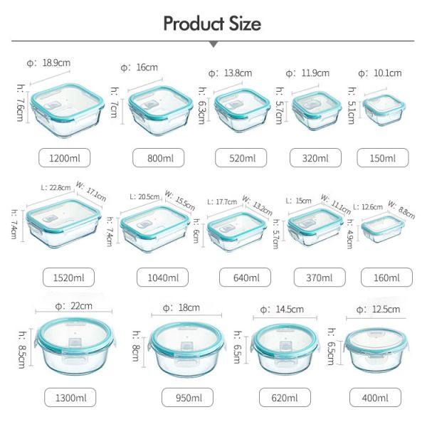 Storage Food High Borosilicate Glass Lunch Box ECO Friendly