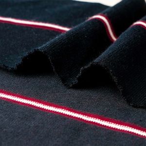 Double Yarn Striped Shirt Fabric , Combing Striped Cotton Knit Fabric