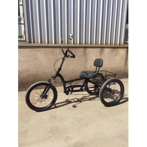 High Carbon Steel Frame 7 Speeds Cargo Trike With 24inch Thick Aluminum Alloy Wheels