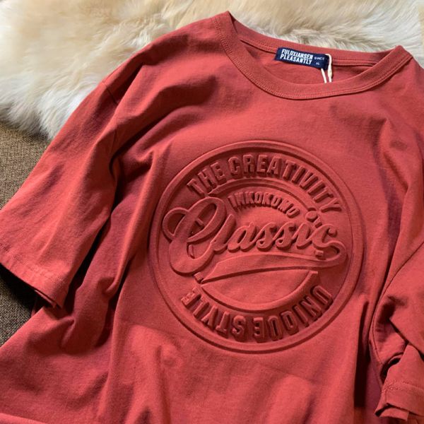 Fashion Blank T Shirts Three Dimensional Bump Embossed Tee Pullover Sustainable