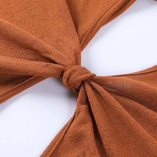 O Neck Waist Hollow Out Long Sleeve Bodycon Maxi Dress