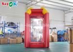 Red Custom Inflatable Products / PVC Tarpaulin Cube Inflatable Money Booth With