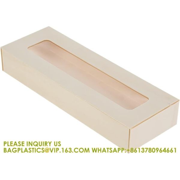 Compostable Food Containers, Rectangle Wooden Bento Boxes - Long Flare, Grease Resistant, Natural Poplar