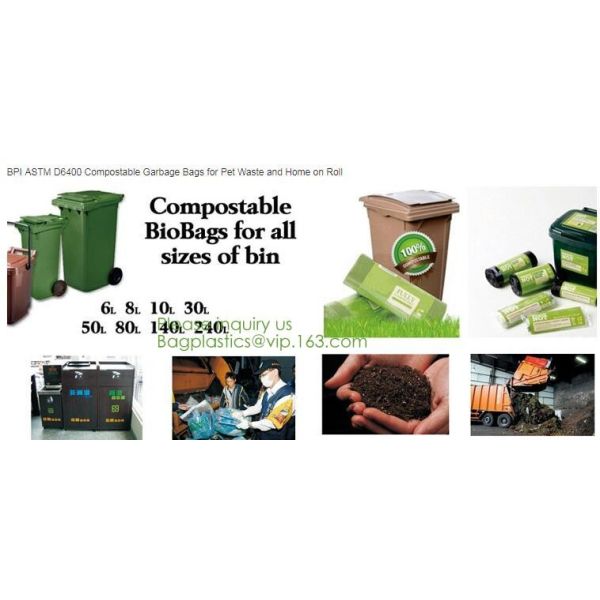 64 Gallon compostable trash bag biodegradable garbage bag, 0.9 Mil, 47"W x 60"H,cornstarch made 100% eco friendly direct