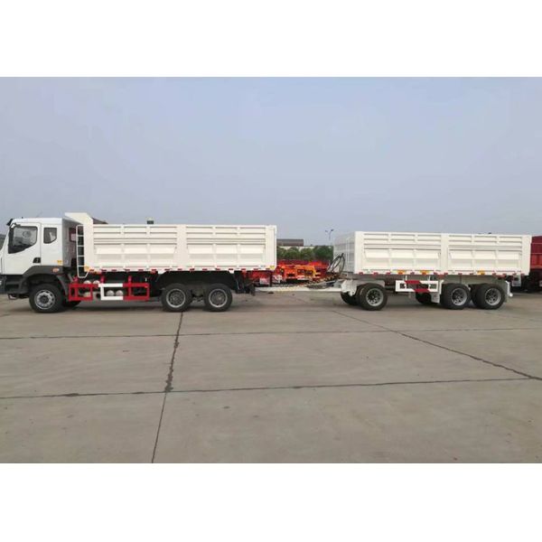 30ft Bulk Cargo Drawbar Full Trailer With Rail Side Wall And Cargo Fence