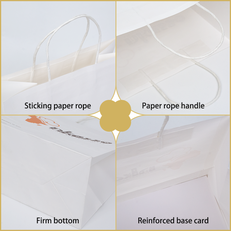 Food Snacks Packaging Hand Length Handle Custom Printed Biodegradable Kraft Paper Bags