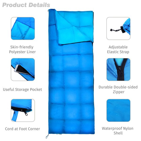 800g Breathable 190x72cm Polyester Sleeping Bag