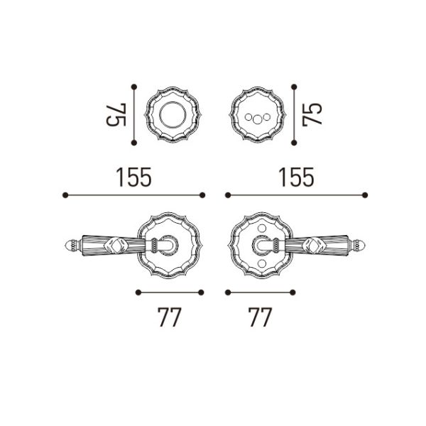 Polished Brass American Door Handles Locking Door Handle Set