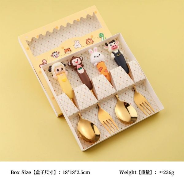 Complete set of animal-designed silicone utensils