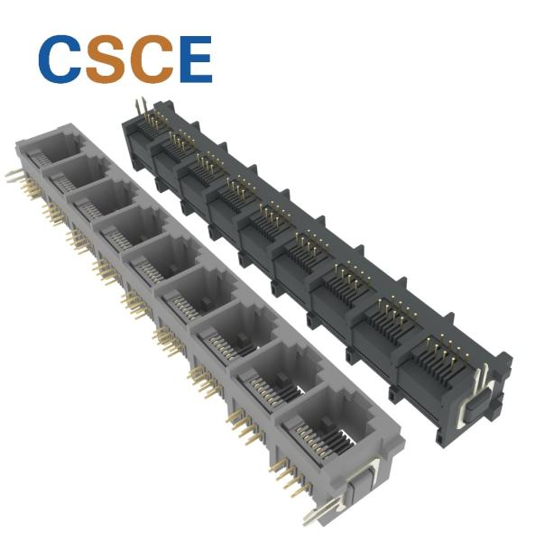 5225 Series 1x9 Ports 8P8C Multiple-Port RJ45 Connector Ethernet Jack 90 Degrees