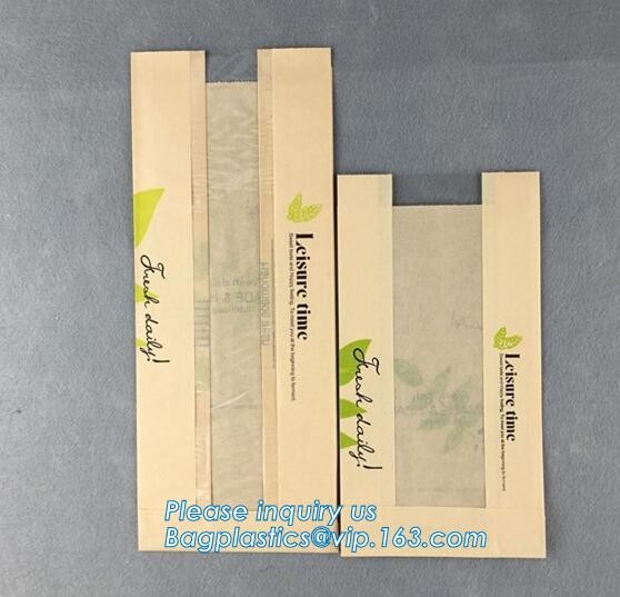 OEM Factory food grade white kraft paper bread bag for restaurant oil proof popcorn Packaging bag,paper bags with flat h