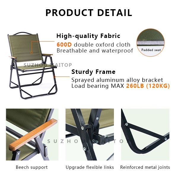 Side view of folded camping chair