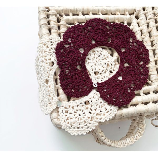 Y-F Baby Girls Two Color Lotus Leaf Collar Hand Crochet Cotton Lace Flower False Collar Accessories