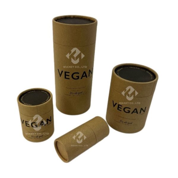 4 Colors Cylindrical Paper Tube Box Recycled Materials Glossy Lamination