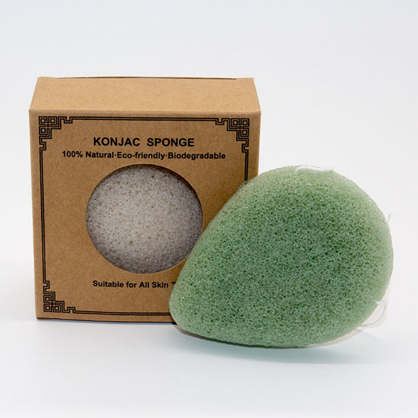Water Tear Drop Green Tea Beauty Konjac Sponge For Face Exfoliating