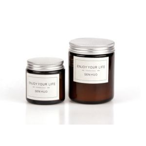 China Luxury Amber Glass Jar 7x9cm Soy Wax Scented Candle on sale
