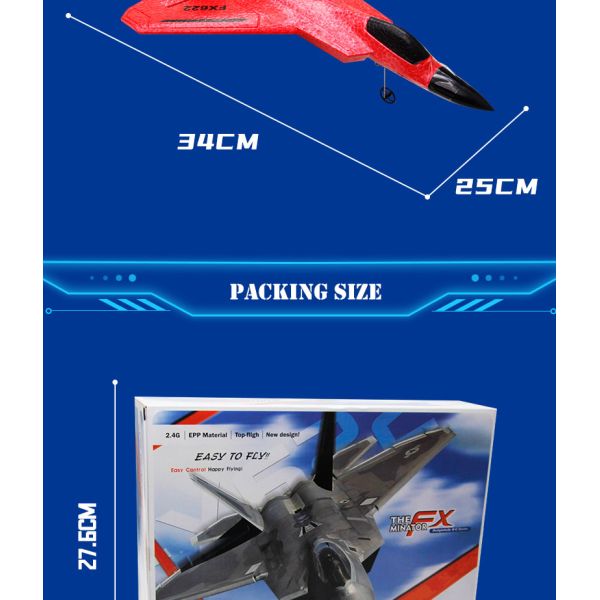 Experience the Excitement of Fx622 F22 Raptor Fighter Jet 2.4G 2CH EPP RC Airplane with LED Lights Age Range 5-7 Years
