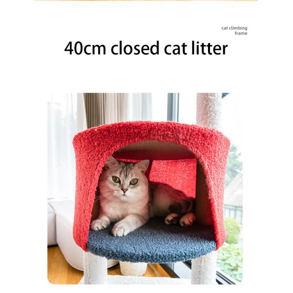 Wood Plush Fabrics DIY Cat Tree House Tower For Large Cats