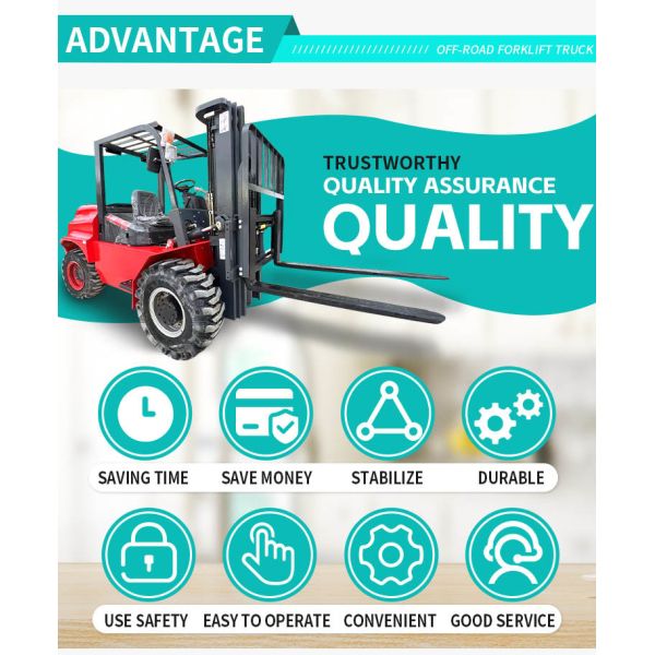 4.5t Off Road Forklift Tires 4 Wheels Off-Road Rough Terrain Forklifts